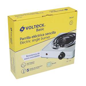 Grill électrique simple Volteck Basic 1500W en acier inoxydable, plaque de cuisson portable d'extérieur avec contrôle de température à 5 niveaux et Sm - Product Image 1