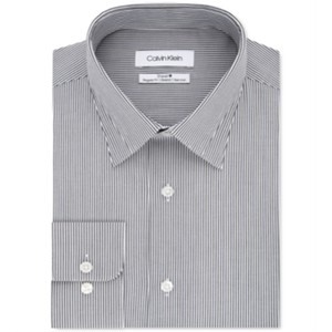 Camicia Classica Elasticizzata a Righe Calvin Klein per Uomo, Tessuto Popeline Non Stiro, Taglia XL (15.5X32-33), Blu, 100% Cotone - Product Image 1