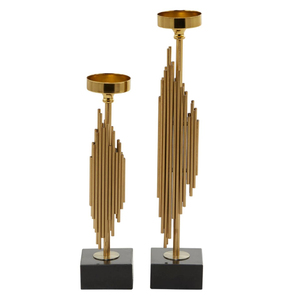 Set of 2pcs Gold Plated Metal Contemporary <b>Candle</b> Holder for Decorative Centerpiece Bulk Supplies Available at Reasonable Price - Product Image 6