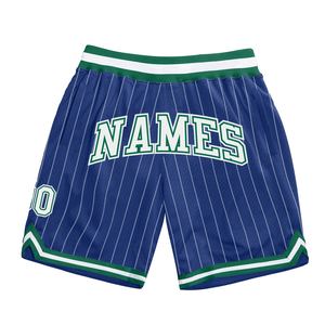 Industrie Direct Engro Sportswear Short de basket-ball personnalisé Royal White Pinstripe White-Kelly Green Authentic Basketball Shorts - Product Image 1