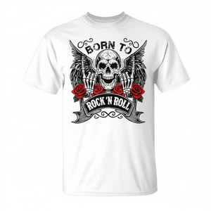 T-Shirt Vintage Retrò Rock & Roll 'Born to Rock', Abbigliamento Promozionale Elegante - Product Image 2