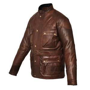 Jaket Jas Kulit Panjang Pria, Kustom Premium Coklat Kancing <span class=keywords><strong>Benjamin</strong></span> - Product Image 2