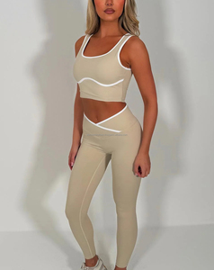Ensemble de sport 2 pièces pour femme, col rond, longueur intégrale, respirant, séchage rapide, couleur unie, impression par transfert thermique, haute qualité, sur mesure - Product Image 3