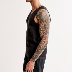 <b>Men's</b> <b>Black</b> cotton tank top O-neck knitted breathable vest Premium quality solid color Wholesale <b>men's</b> casual wear - Product Image 5