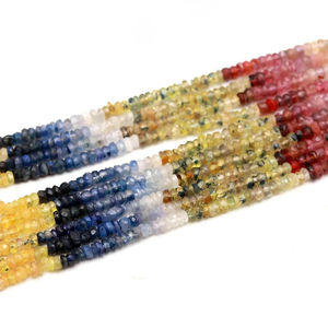 Cadena de Cuentas de Piedras Preciosas Multicolores de 4mm-5mm, Rubí, Zafiro, Piedras Preciosas - Gemas Mehrajudin AA-115 Certificadas por Terceros para Joyería - Product Image 2