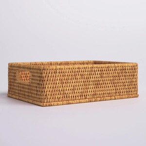 rectangular <b>basket</b> with rounded <b>corners</b> cutout handles Handmade Storage <b>Basket</b> Wholesale eco-friendly Made in Viet Nam - Product Image 3