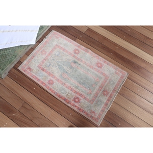 พรมวินเทจ พรมขนาดเล็ก 1.9x3 ฟุต พรมลายเรขาคณิตสีเขียว - Product Image 2