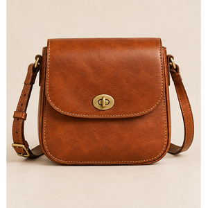 Bolso Bandolera de Cuero Vacuno de Grano Completo Vintage, Duradero, con Cremallera, Color Coñac, Forma Cuadrada Redondeada, Logotipo Personalizado, OEM, ODM, Venta al Por Mayor 2026, para Mujer - Product Image 1