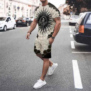 Nouveau style de jogging d'été personnalisé à manches courtes 2 pièces Ensemble de survêtements courts 6XL grande taille avec impression graphique pour hommes Ensemble t-shirts et shorts - Product Image 4