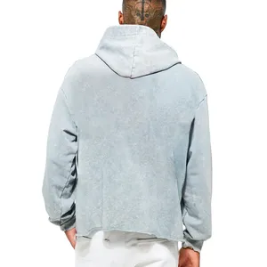Sweat à capuche lavé à l'acide personnalisé de luxe Sweats à capuche à épaules tombantes pour homme 100% coton surdimensionné Sweat à capuche délavé lourd de haute qualité - Product Image 3