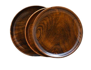 Platos de Cena y Bandeja de Servir de Estilo Campestre de Madera de Acacia de 6 Pulgadas, para Fiestas, Decoración del Hogar, Ensaladera, Artesanía Saniya - Product Image 1