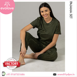 ชุดนอนสตรี2ชิ้นผ้าคอตตอน100% 2ชิ้นเสื้อเจอร์ซีย์สำหรับใส่ในฤดูร้อนเซ็กซี่ใส่อยู่บ้าน - Product Image 2