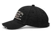 Casquette de baseball en denim de coton noir brodée en 3D, 6 panneaux, réglable, chapeau de soleil décontracté, streetwear, pour hommes et femmes
