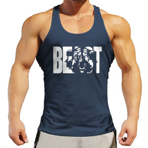 Venta al por mayor de camisetas sin mangas ajustadas con cuello redondo de algodón para hombre logotipo personalizado costilla sin costuras suave transpirable de punto diseño de talla grande - Product Image 2