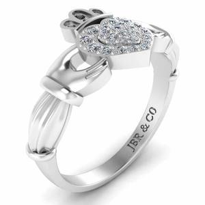 Vendedor caliente Diamante redondo 925 Plata de ley Cluster Claddagh Anillo de compromiso para mujer Anillo de bodas a precio mayorista - Product Image 2