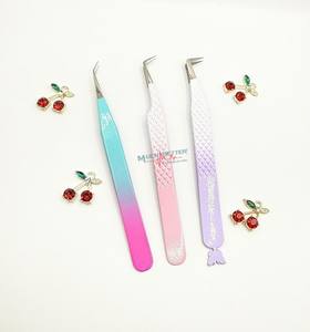 Pinzas Profesionales para Pestañas con Logotipo Personalizado, Diseño de Fruta y Flor, Color Rosa Claro, Orificio en Forma de Corazón, Acero Inoxidable, Pinzas para Pestañas de 90 Grados - Product Image 4