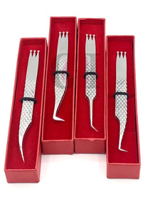 Pince à épiler d'extension de cils en acier inoxydable de nouvelle conception de couronne de style différent argenté de haute qualité avec outil de beauté de Logo personnalisé - Product Image 5