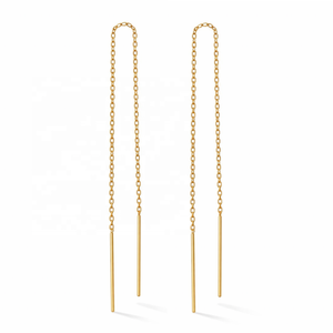 Hot Selling Trendy Yellow Gold Long Threader Link Chain <b>Earrings</b> <b>Nickel</b>-<b>Free</b> Lead-<b>Free</b> for Women & Children - Product Image 1