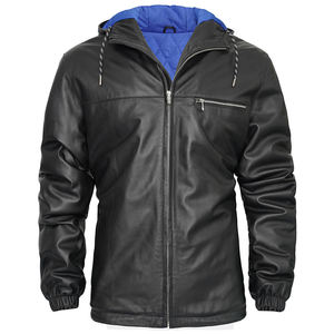 Personnalisé 100% peau de mouton peau de vache pour hommes formel moto veste en cuir de haute qualité vêtements chauds d'hiver avec Logo avant Position - Product Image 5