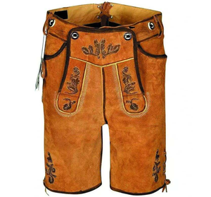 Pantalones de cuero Oktoberfest Outfit Auténtico alemán para hombre Lederhosen Bavarian Shorts Proveedor - Product Image 3
