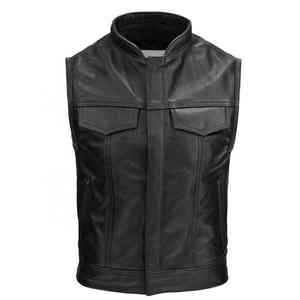 2025 nouveauté 100% Top haute qualité hommes en cuir gilet dernière conception vélo en cuir gilet pour hommes - Product Image 1