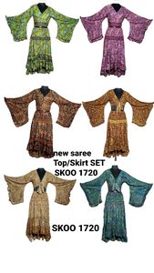 SK NOOR & SONS femmes Vintage solide court léger été décontracté haut jupe ensemble élégant confort écologique respirant - Product Image 4