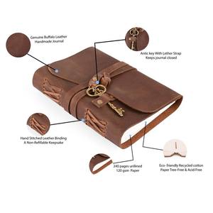 Diario de cuero Vintage personalizable, cuaderno espiral hecho a mano, cerradura de llave, diario de viaje personalizado, hilo de coser, cierre recargable - Product Image 3