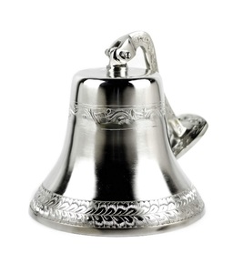 Silversmith <b>Penciled</b> Metal Carved Beautiful Aluminum Brushed Nickel Decorative Bell | Nursery Pirate's Decor (6 Inches Aluminum) - Product Image 2
