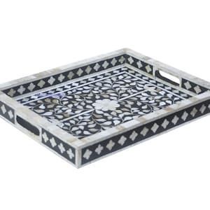 Design antique pour l'occasion de Noël Plateau en incrustation d'os avec plateau de service en incrustation d'os au design floral - Product Image 6