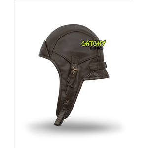 Classic Black <b>Leather</b> Aviator <b>Hat</b> with Ear Flaps & Adjustable Strap - Product Image 5