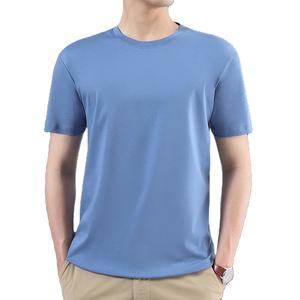 เสื้อยืดผ้าฝ้าย100% สำหรับผู้ชายเสื้อยืดคอกลมลำลองทรงหลวมสีพื้นสำหรับผู้ชาย - Product Image 5