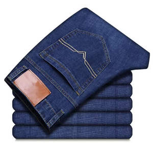 Jeans de Mezclilla Rectos Formales de Cintura Media para Hombre, para Todas las Temporadas, Lavado Oscuro de Verano, Transpirables, Lavables, Resistentes a la Decoloración, de Algodón de Punto - Product Image 5