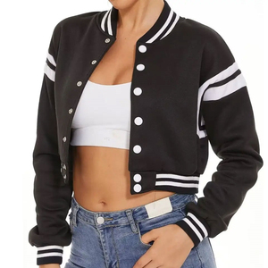 Vente en gros 2024 veste universitaire en satin pour femmes broderie en chenille équipe universitaire noire manches en cuir personnalisées veste à motif imprimé - Product Image 3