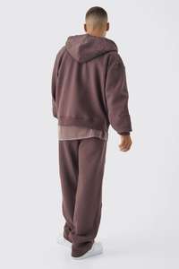 Ensemble de survêtements à capuche en coton surdimensionné unisexe survêtement deux pièces personnalisé imprimé brodé lavage à l'acide pantalon de survêtement évasé jogging - Product Image 3