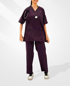 Hot Sell Three Piece Set Black Stylish Stretch Unisex Scrub <b>Nursing</b> Uniforms Hospital Medical Scrubs Set Spandex - Product Image 4