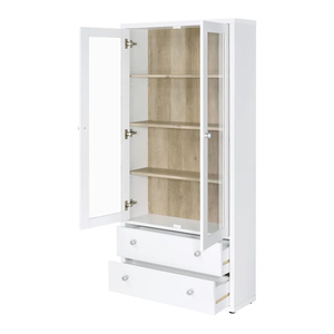 Vitrine Moderne en Bois Noir avec Porte Vitrée, 2 Tiroirs et 5+ Étagères - <span class=keywords><strong>Meuble</strong></span> Écologique pour Salon et Hôtel DR576 - Product Image 2