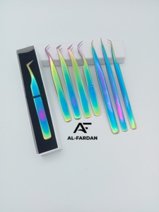 Wholesale Lash Extension <b>Tweezers</b> Made In Japanese Stainless Steel Smooth Plain <b>Eyelash</b> <b>Tweezer</b> Rainbow Color With Custom Logo - Product Image 2