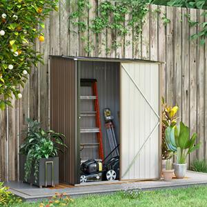 Outsunny Steel <b>Garden</b> <b>Shed</b> Tool <b>Storage</b> with Latch, 161.5x94. 5x196cm, Brown - Product Image 2