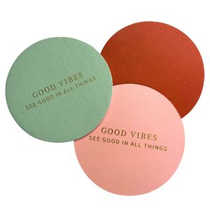 Sous-verre rond en cuir souple avec logo imprimé sur mesure - Product Image 6