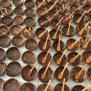 Tazón de Madera Pequeño, Ecológico, Orgánico, Sin Pulir, Hecho a Mano, con Logotipo Personalizado de Alta Calidad, para Ensaladas, de Cáscara de Coco - Product Image 1