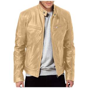 Veste en cuir pour homme de style rétro moderne, taille plus, avec doublure matelassée, imperméable, veste de moto d'hiver pour homme - Product Image 4