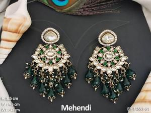 Kundan bijoux inde Mehendi polonais Designer accessoires femmes belle fantaisie Style Kundan ensemble de boucles d'oreilles - Product Image 2