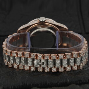 Pour certifié nouveau luxe diamant VVS Moissanite montre à Quartz Hip Hop 18k or Rose/or jaune plaqué pointeur cadran hommes femmes - Product Image 4