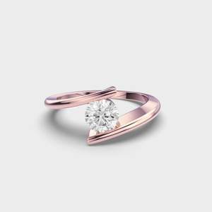 Conjunto de tensión Compromiso Wisted Band 6,5mm Corte redondo Lab Grown Diamond Delicado anillo de Boda nupcial Día DE LA MUJER - Product Image 2