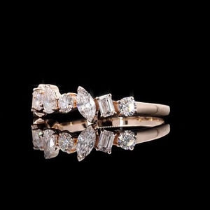 0.81 CT Lab แหวนหมั้นเพชรที่ปลูกในห้องปฏิบัติการ14K แหวนเพชรจรรยาบรรณผสมสีโรสโกลด์เครื่องประดับชั้นดีที่ยั่งยืนสำหรับผู้หญิง - Product Image 6