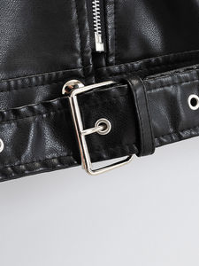 Men's Genuine PU Leather <b>Biker</b> <b>Jacket</b> <b>Vintage</b> Style Snake-Skin Embossed Breathable Stand Collar Front Pocket Customized Color - Product Image 5