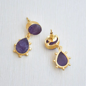 Boucles d'oreilles pendantes en laiton en gros, fabriquées à la main, semi-précieuses, plaquées or, style tendance, haute qualité - Product Image 5
