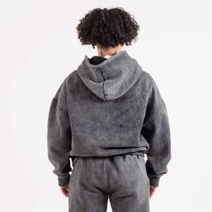 2024 คุณภาพสูงเฮฟวี่เวทกรดล้างHoodieและกางเกงขายาวชุดผู้ชายที่กําหนดเองฝรั่งเศสTerryผ้าฝ้ายStreetwear - Product Image 4