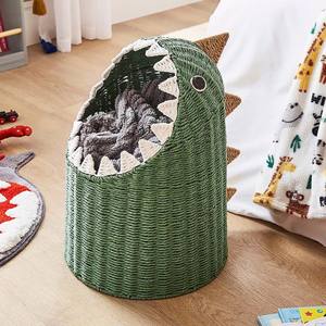 Playful Woven Green Seagrass Dinosaur Kid <b>Basket</b> For Toys <b>Laundry</b> & <b>Nursery</b> Storage Baby & Kids Room Decoration - Product Image 3