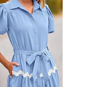 Atractiva ropa de moda de verano para mujer vestido informal Floral largo Maxi Thobe transpirable Khimar vestido con cuello en V 2025 - Product Image 3